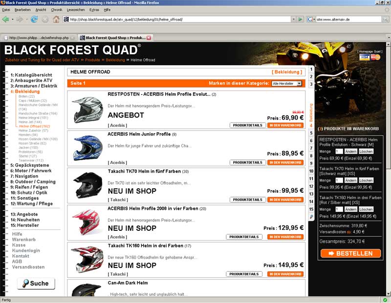 Black Forest Quad Shop Produktliste